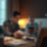 Couples reviewing budget together