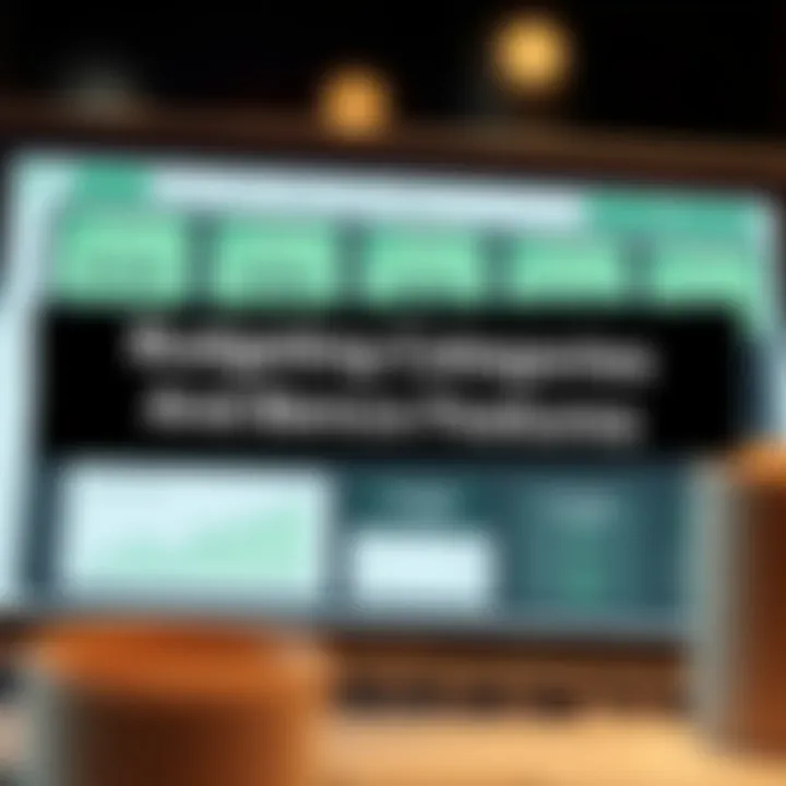 Illustration of budgeting categories and expense tracking functionalities within the tool