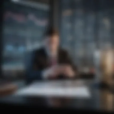 Corporate banker analyzing financial data