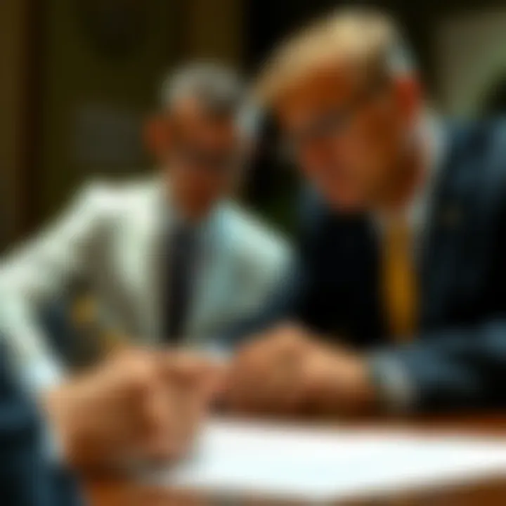 A notary public officiating a signing