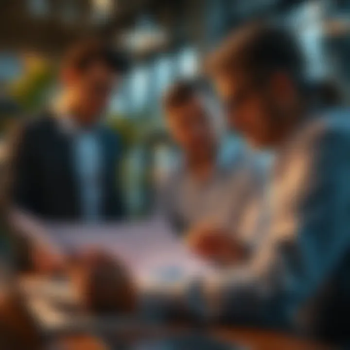 Corporate leaders analyzing data reports