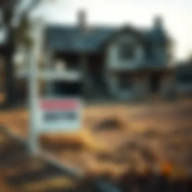 Opportunity Awaits: Auction Sign at a Neglected Property Auction sign in front of a neglected property