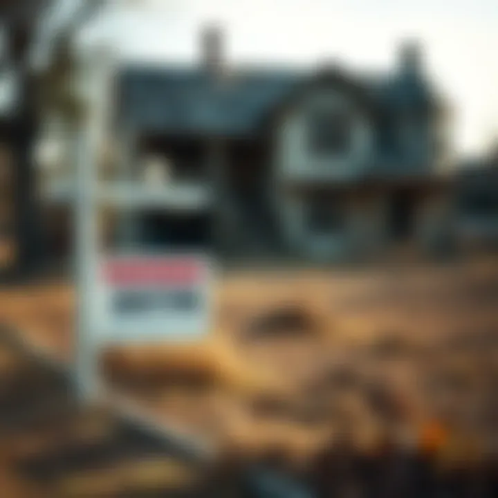 Opportunity Awaits: Auction Sign at a Neglected Property Auction sign in front of a neglected property