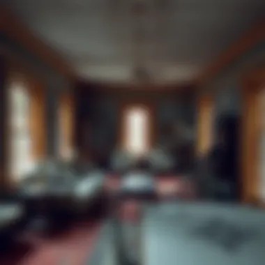 Vintage Charm in Abandoned Interiors Interior view of an abandoned home with vintage decor