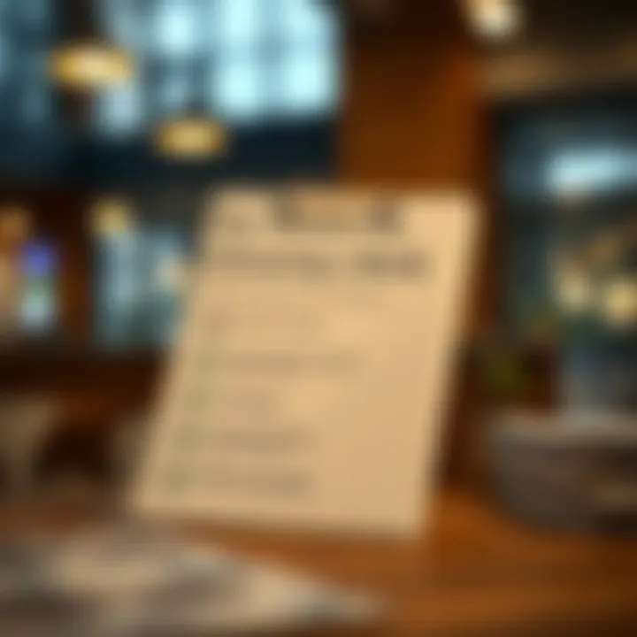 A checklist highlighting essential factors for selecting a bank account