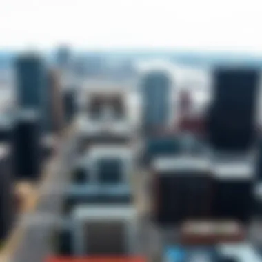 Aerial view of Detroit skyline showcasing modern architecture.