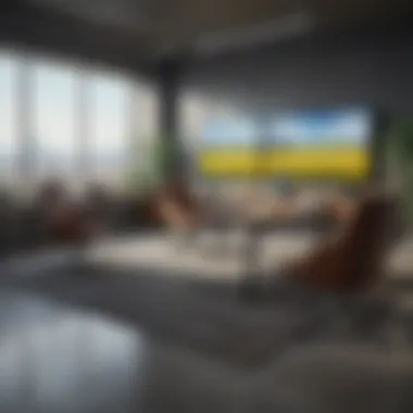 A futuristic office environment showcasing emerging industries