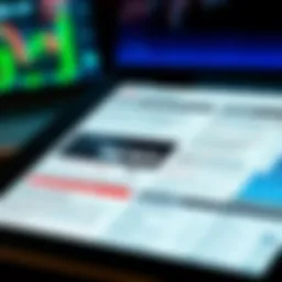 A close-up of financial news articles displayed on a digital tablet, highlighting investment strategies.