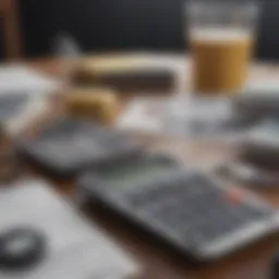 A diverse array of financial documents and calculators representing various financing options.