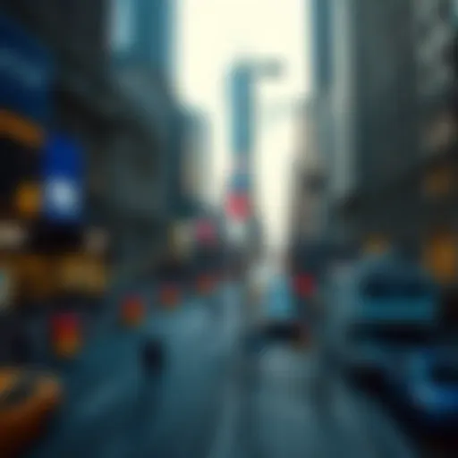 Overview of a bustling financial district in New York