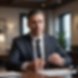 A confident negotiator discussing terms in a modern office.