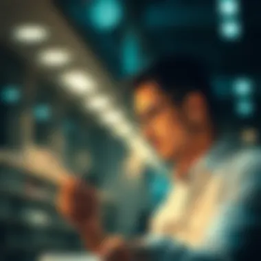 Businessman analyzing banking options