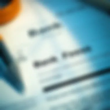 Close-up of bank fees and services documentation