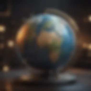 Global Financial Connections An illustration showing a globe with interconnected financial symbols