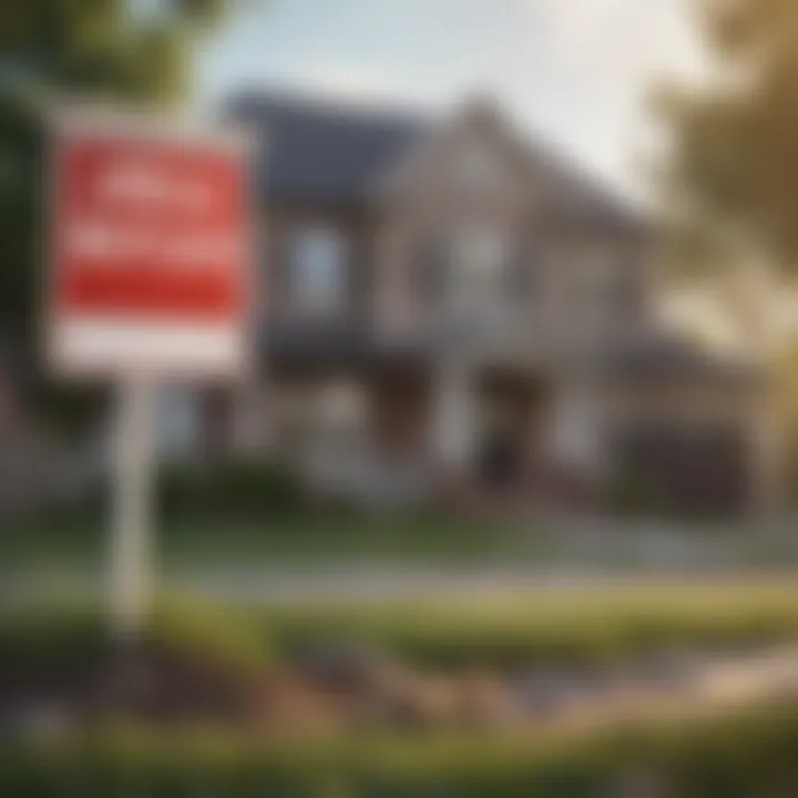 A house with a warning sign indicating potential penalties