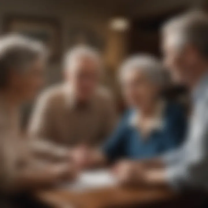 Elderly group discussing insurance choices