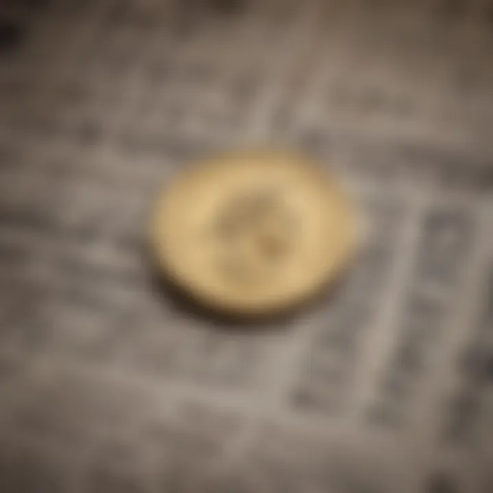 A close-up of a gold coin resting on a financial newspaper, symbolizing investment.