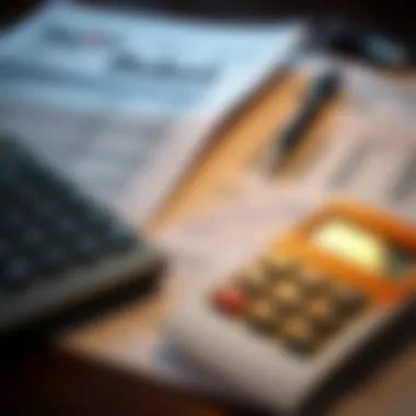 A close-up of financial documents and a calculator, representing budgeting for RV purchases.