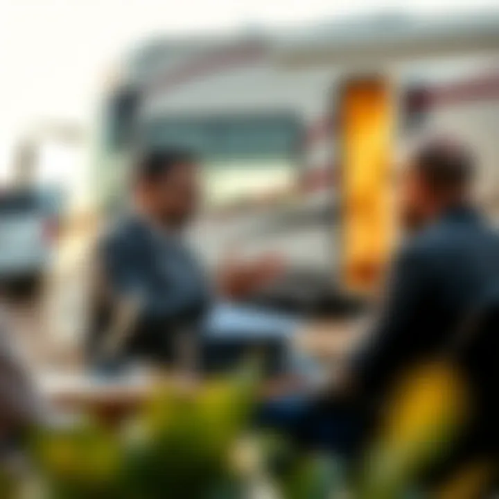 A negotiation scene, highlighting the importance of striking a deal when purchasing an RV.