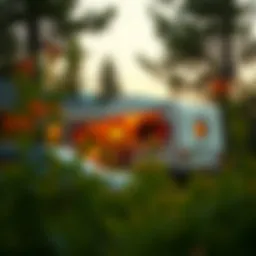 A picturesque RV parked in nature, symbolizing freedom and adventure.