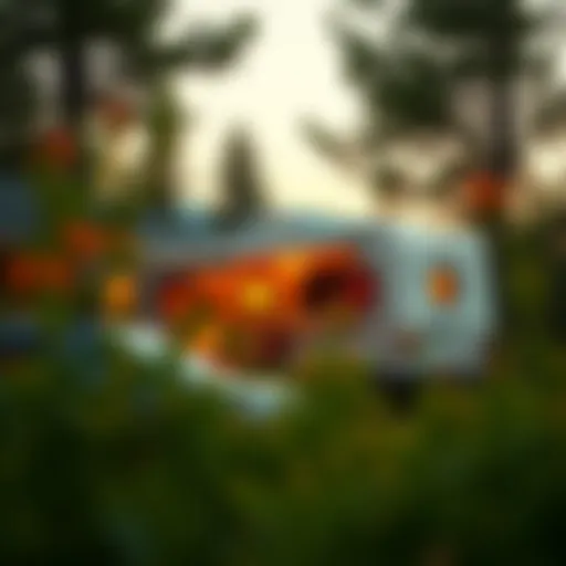 A picturesque RV parked in nature, symbolizing freedom and adventure.