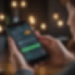 User engaging with a financial app on a smartphone