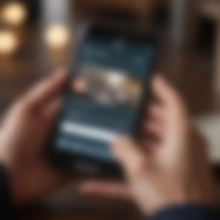 A close-up of a hand examining financial offers on a smartphone