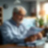 Retiree analyzing financial statements