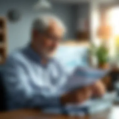 Retiree analyzing financial statements