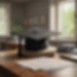 Graduation cap and student loan documents on a desk