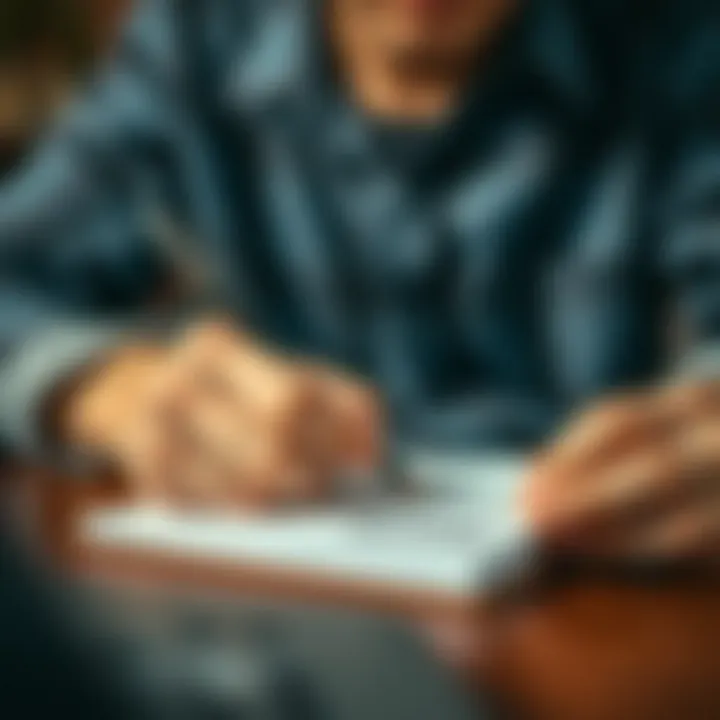 Exploring Income Opportunities Hands writing down additional income sources on a notepad