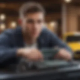 Young driver analyzing insurance options