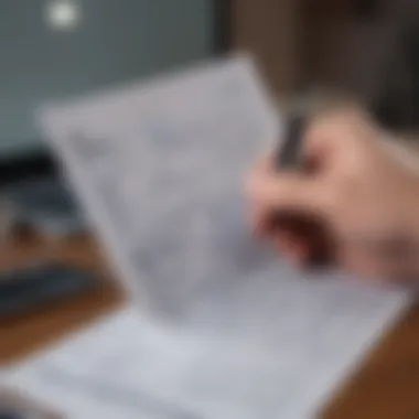 Careful Review of Tax Forms A thoughtful individual reviewing tax forms