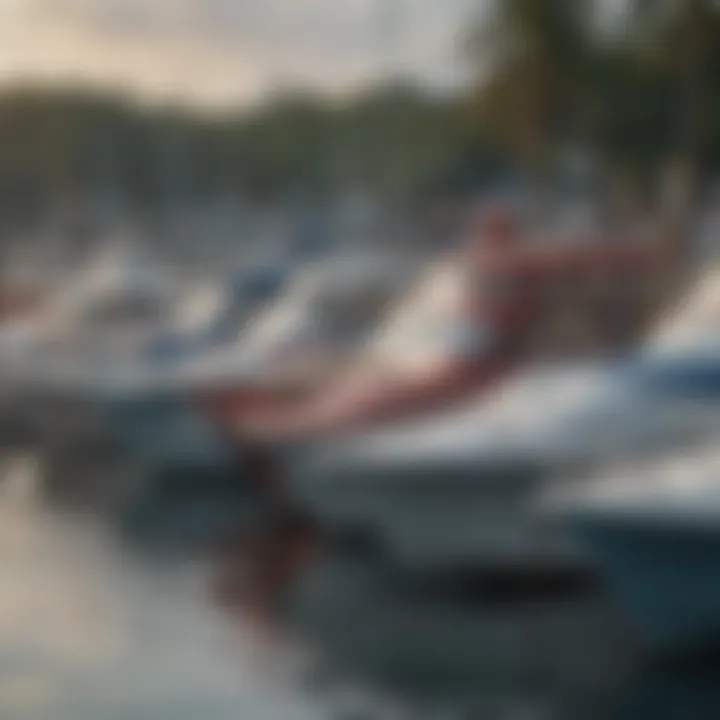 A serene marina with a variety of used boats