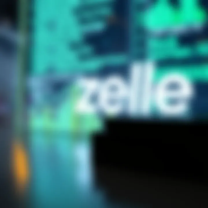Zelle logo with digital background