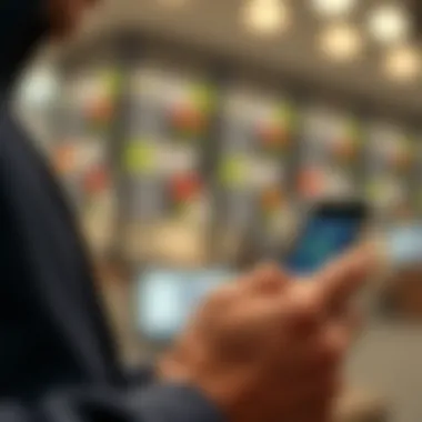 Close-up of a person using a stock market app on a smartphone