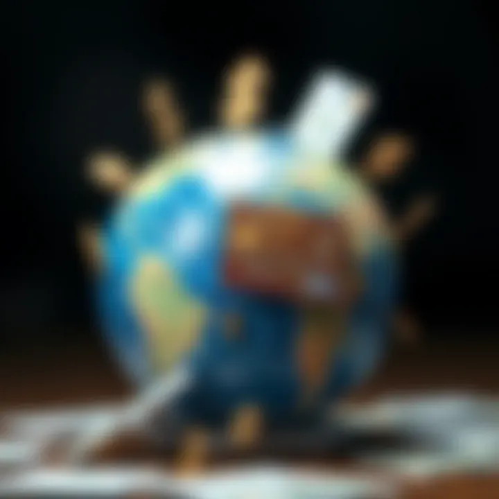 Global Use of Prepaid Cards A globe with financial symbols representing international transactions.
